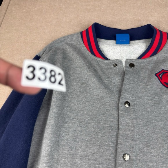 Superman Varsity Jacket Men XL/2XL Gray Blue Snap Button Fleece DC Comics Hero - Picture 9 of 10